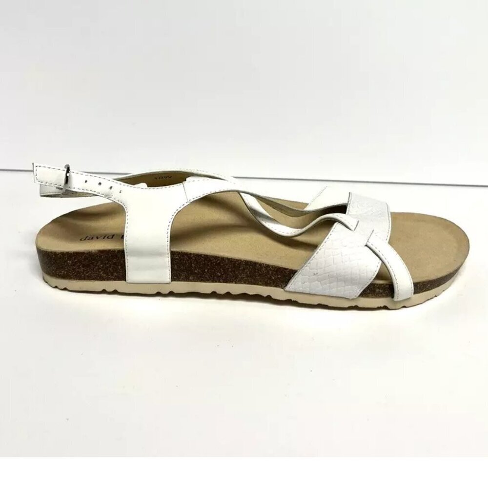 David Tate Womens Genius Sandal White Size 10W